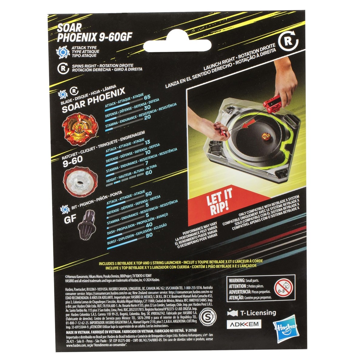 Beyblade X Soar Phoenix Deluxe String Launcher Top Right Spin