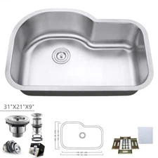 31inch Undermount Stainless Steel Single Bowl Kitchen Sink 