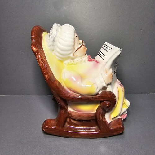Lefton Ceramic Bank Retirement Fund Grandma Rocking Chair Vintage Japan Stopper - Picture 2 of 17