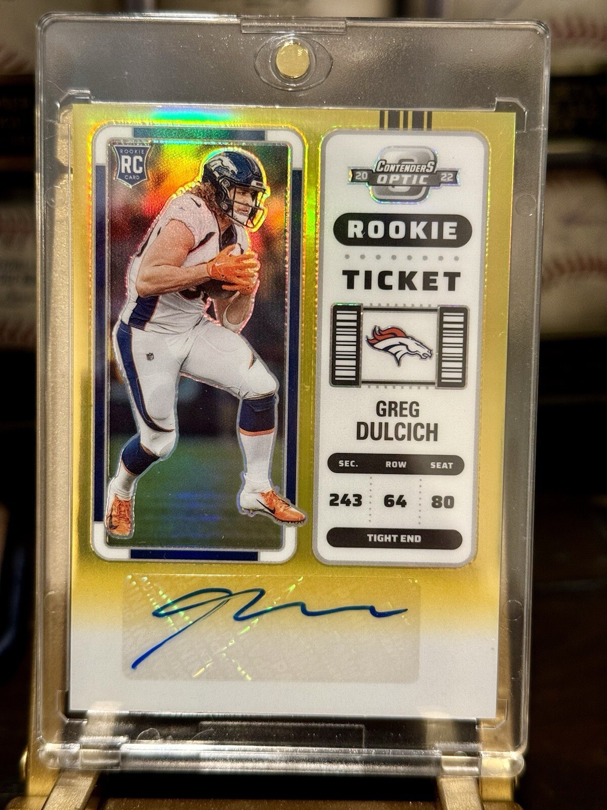 Greg Dulcich Panini Contenders Optic #166 Autograph-Gold