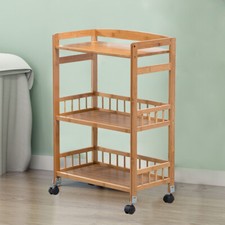 3 Tier Kitchen Serving Cart Bar Food Storage Organizer Rack Home Bamboo Trolley