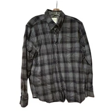 Weatherproof Vintage Men's Plaid Flannel Shirt Cotton Gray Black Size Large