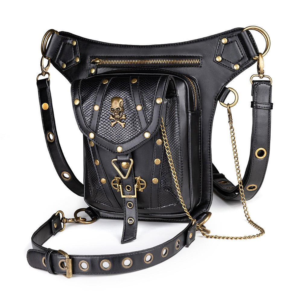 Multi-Purpose Fashion Gothic Leather Skull Bags Steampunk