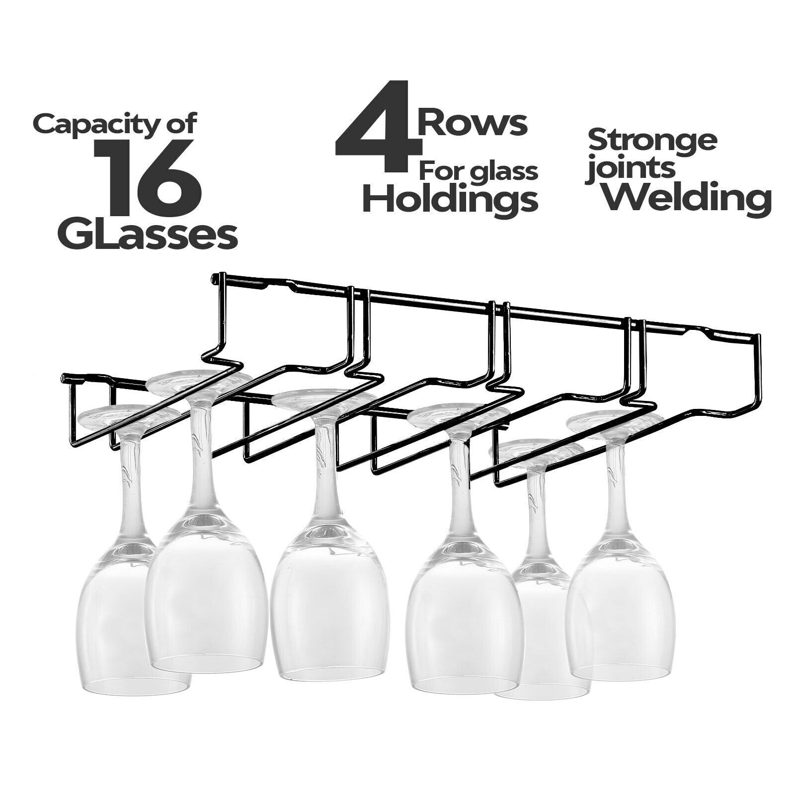 Hanging Wine Glass Shelf Holder Hanger Organizer Under Cup