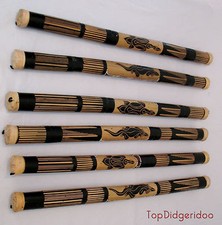 Original Bamboo Rain stick 39" Handcarved Dot-Painted Shaker VINTAGE Rainmaker