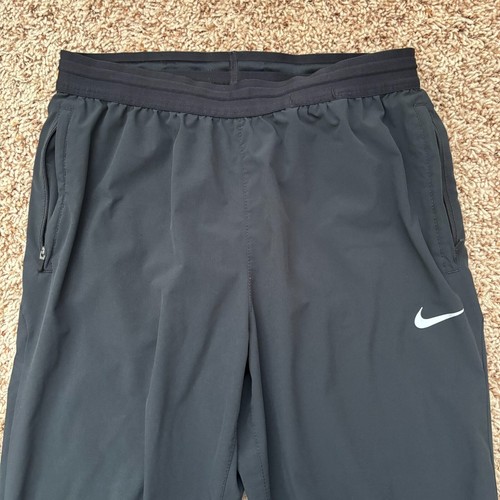 Nike Dri-Fit Pantalone Running Donna S Nero Pull On Zip Tasche Riflettente - Foto 2 di 15