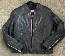 Vintage Leather Jacket Motorcycle Rider Women’s Large Black Pink Arlen Ness Y2k