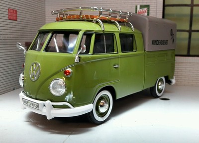 VW T1 Split Screen Double Cab Rack Canvas Diecast LGB Maßstab 1:24 Modell 79554