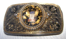 HARLEY DAVIDSON MOTORCYCLES VINTAGE 70'S 1 WINGS GOLD FLAKE BELT BUCKLE