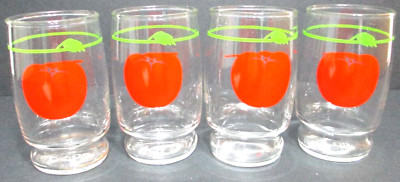 Vintage K-LOR Tomato Juice Glass Tumblers 3 7/8'' Tall  SET OF 4  KERR Glass