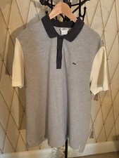 Men  s Lacoste Grey/Cream Color Blocked Polo Shirt   8 3XL 
