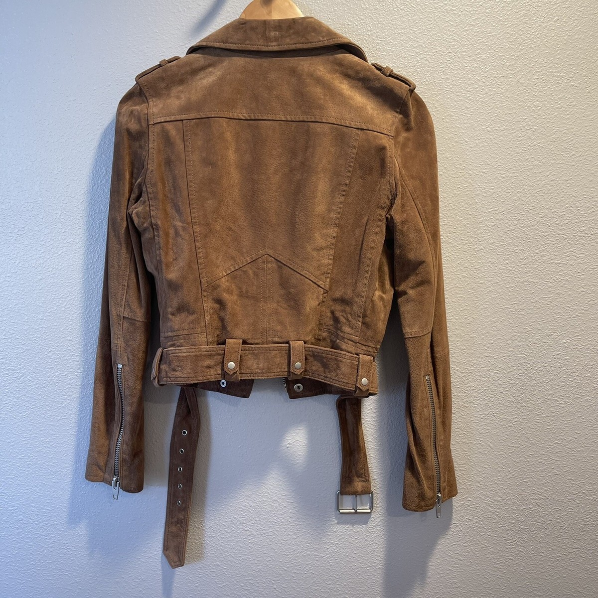 BLANK NYC Coffee Bean Brown Suede Leather Moto Jacket Women's Size