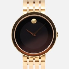 Movado Men's Esperanza 39mm 607059 Black Dial Yellow Gold PVD Watch