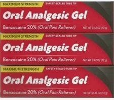 3 Tubes ~ Iodent Maximum Strength Oral Analgesic Gel, 0.42-oz. Tubes