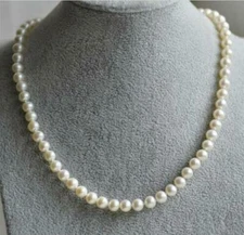AAA 5-6mm Natural white Akoya Pearl Necklace 16 inch 14K clasp