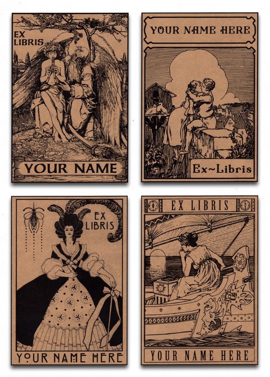 ex libris card sleeves Dragon and Shield, Personalized Ex-Libris Bookplates, Crafted on Tradi –  Ebon et Noir main image 0