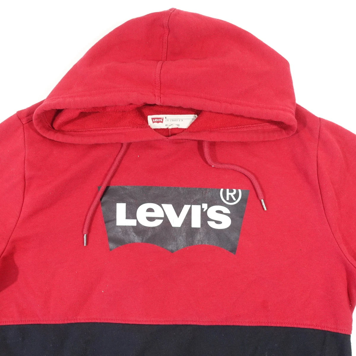 LEVIS RED BLACK MEDIUM HOODIE PULLOVER SWEATSHIRT SWEATER MENS