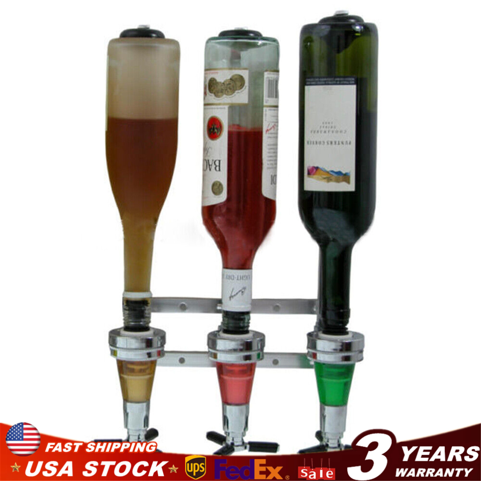 4 Bottle Dispenser Whiskey Wall Mounted Wine Alcohol Liquor Cocktail Beer Butler