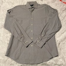 Polo Ralph Lauren Mens Size 16 34/35 Black Checker Long Sleeve Butto Dress Shirt