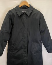 Vintage Lands End Long Black Heavy Hooded Goose Down Coat Size L 14-16 Petite