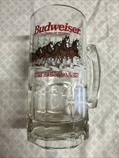 Budweiser 1998 Clydesdales Glass Big Mug Vintage Anheuser Busch 8 Inch