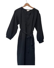 Universal Thread Women's Black Long Sleeve V-Neck Button Front Dress