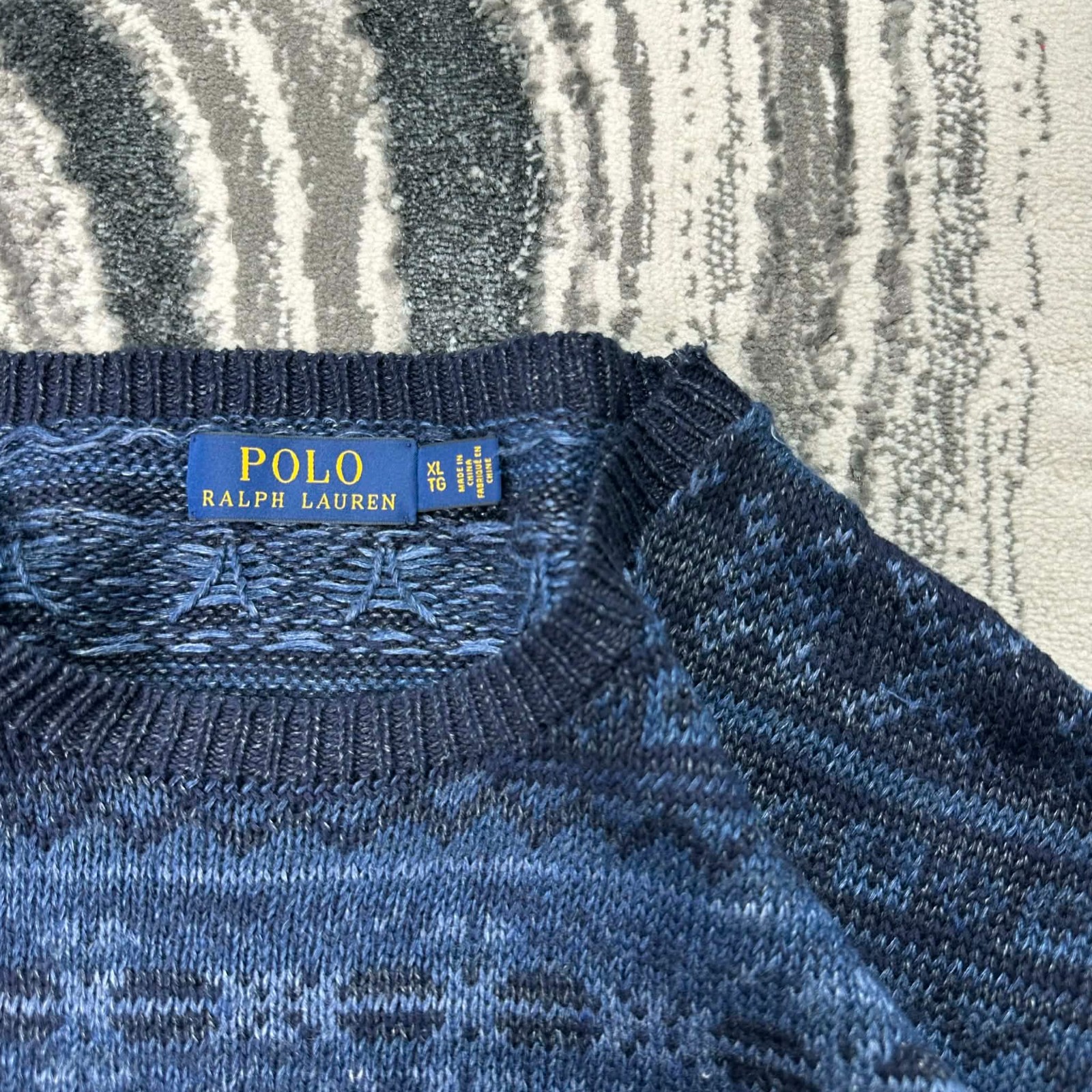 Vintage Polo Ralph Lauren Blue Fair Isle Crew Neck Oversized XL Knitted Jumper image 2