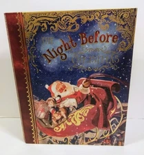 Santa Claus The Night Before Christmas Large Faux Book Keepsake Storage Box New
