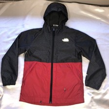 The North Face Jacket Boys Fleece Lined Hood Red Dark Gray Youth Sz M 10/12