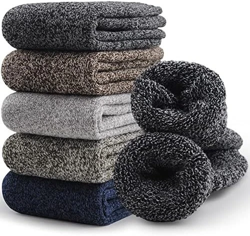 SIMIYA 5 Pairs Merino Wool Socks for Men, Thick Winter Wool Hiking Socks, Warm
