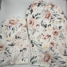 Posh Peanut HARLOW Crib Sheet  Changing Pad Cover Set EUC Roses Newborn Girl