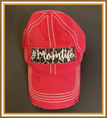 KBETHOS VINTAGE _ #MOMLIFE _ PINK DISTRESSED STICHED BASEBALL HAT