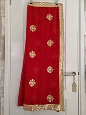 VGC Stunning Indian Saree Suit In Gorgeous Red Fabric With Gold Sequin Detail