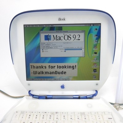 Apple iBook G3ホワイト/ブルー 元箱付き Apple iBook G3 Clamshell 366MHz Firewire 576MB RAM 128GB SSD OS 9