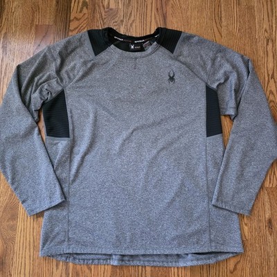Spyder Active Pullover Mens Large Athletic Shirt Gray/Black Long Sleeve ProWeb