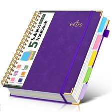 Hardcover Spiral Notebook Journal 8.5" x 11" Leather 5 Subject Notebook with ...