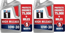 Mobil 1 Motor Oil 10W-30, 5 Quart | Full Synthetic | High Mileage | Pack of 2