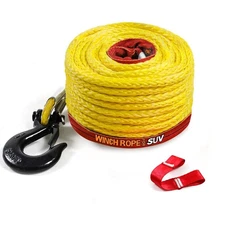 Synthetic Winch Rope 1/2" x 92'-25000 lbs Winch Line with Protective Sleeve,F...