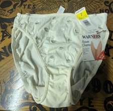 VINTAGE WARNERS FLOWER CHARMS EMBROIDERED HI CUT BRIEF  SECOND SKIN. SIZE 7