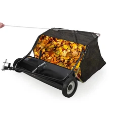 42" Tow Behind Lawn Sweeper Leaf Collector Sweeper for Lawn 20 Cu FT Capacity