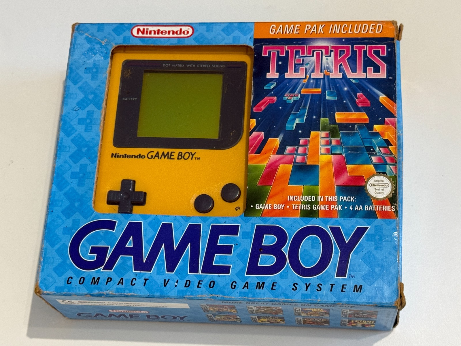 Nintendo Game Boy DMG Boxed Yellow  Gameboy  Rare Tetris Window Variant