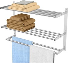 Towel Rack 24 Inch 3 Tier Wall Mount Double Bar Stainless Steel Brushed Nickel