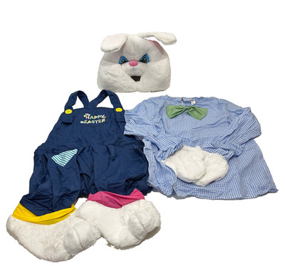 MorphCostumes Unisex Dungarees Easter Bunny Costume Blue Overalls, Size XL