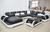 Sofa Couch Polster Ecke Garnitur Stoff Sofas Leder Ecksofa U-Form Wohnlandschaft