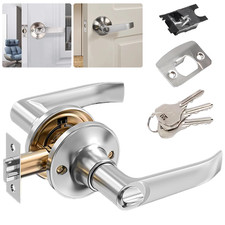 Internal Door Lever Handle Sets Latch Bathroom Bedroom Door Lever Lock with Keys