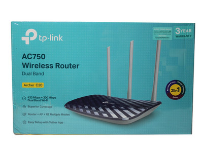 TP-Link, AC750 Wireless Router Archer C20 , 6935364080730, 220B507005111