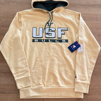 Champion USF Bulls Hoodie Mens Medium Yellow South Florida NCAA Sweatshirt NWT