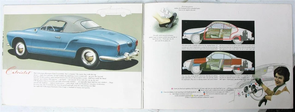 VOLKSWAGEN Karmann Ghia Car Sales Brochure c1960 #151 150 29 - Image 4 of 4