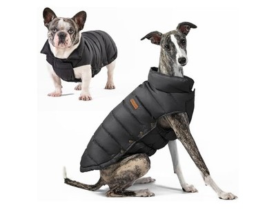 Dog Puffer Jacket Duck Down Winter Coat Size Medium Black Durable NEW SPACE LION