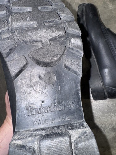 Vintage Timberland Boots Mens 8.5 Black Leather Combat Made in USA 90s Y2K - Picture 6 of 19